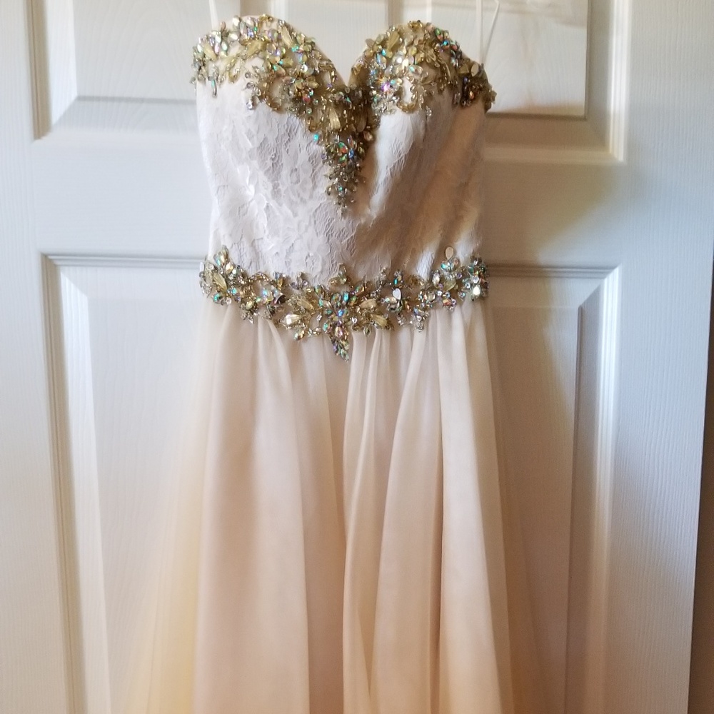Madison James prom dress size 2 ivory jewels - Picture 2 of 7